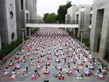 Students performing samuh-puja on morning of Rathyatra
