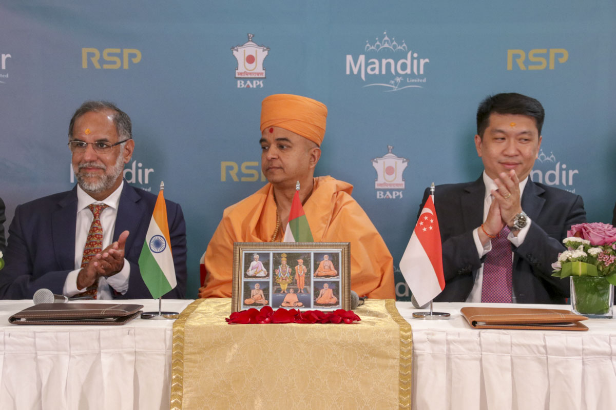 Brahmavihari Swami with both Ambassadors