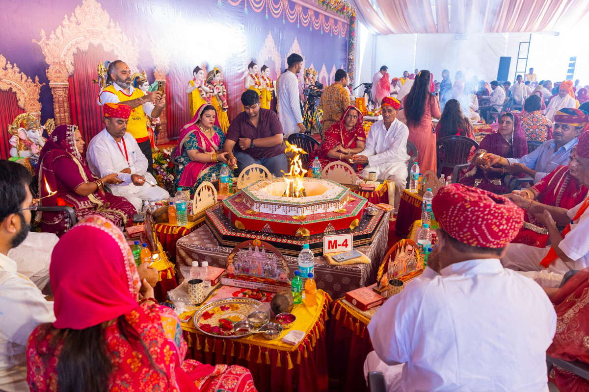 Devotees and well-wishers participate in the yagna rituals