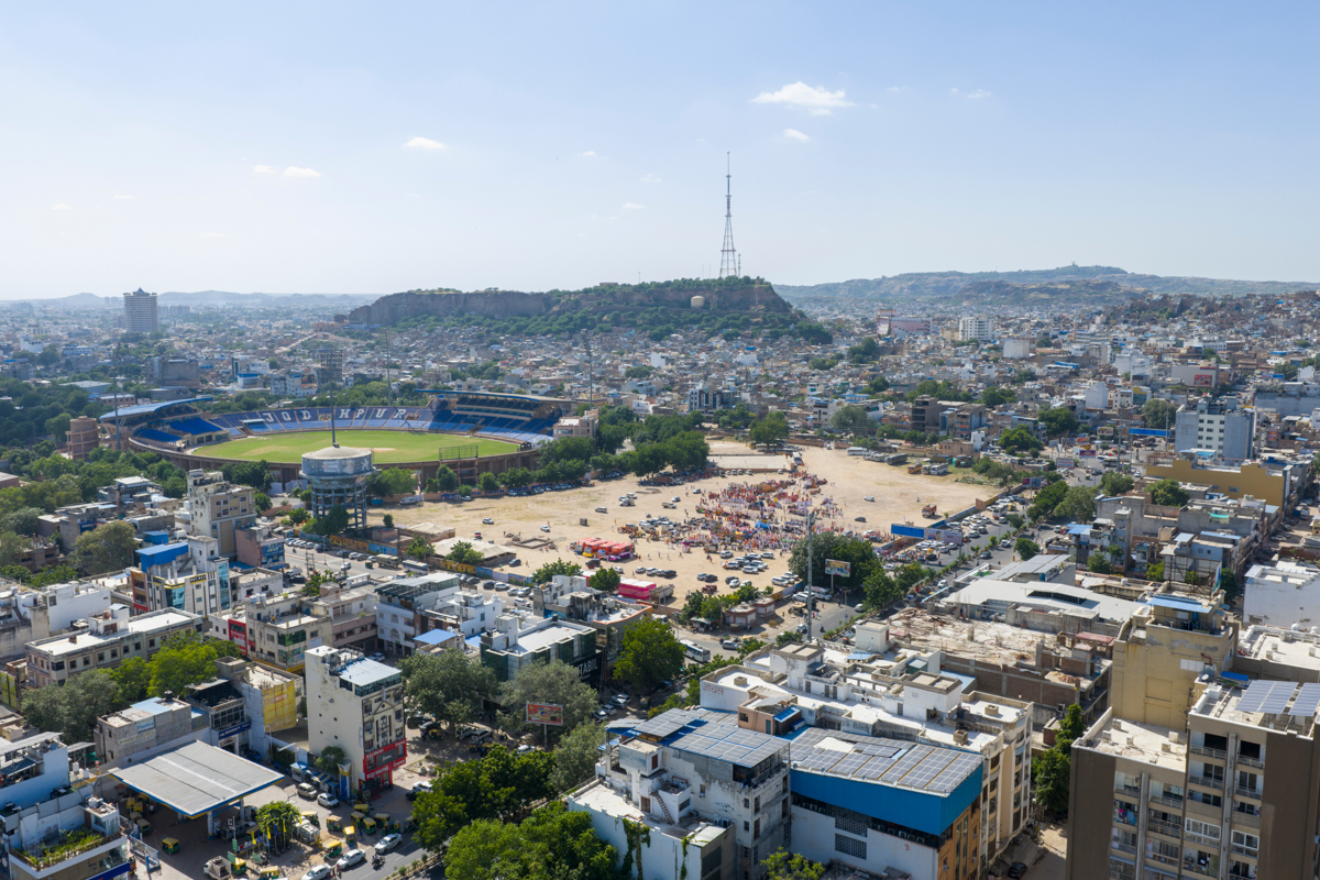 Aerial view of the nagar yatra (procession)