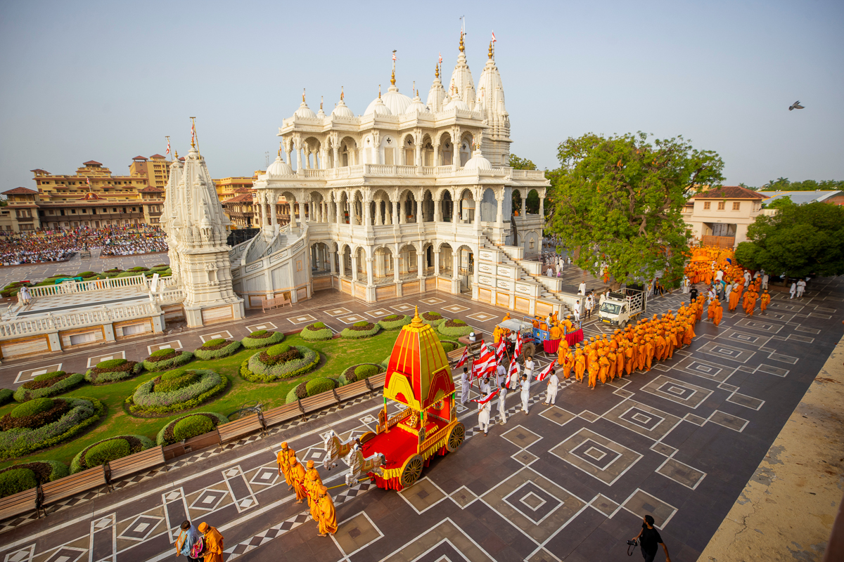 The Rathyatra in the mandir campus