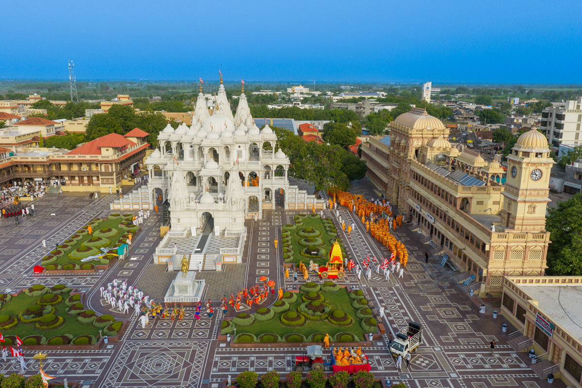 Aerial view of the Rathyatra procession